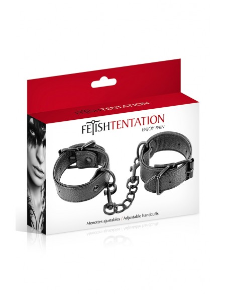 Menottes simili cuir ajustables - Fetish Tentation