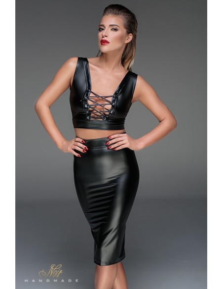 Jupe crayon wet look F152