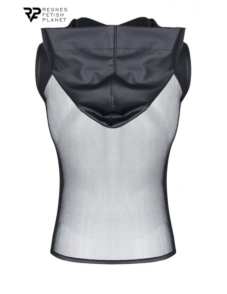 T-shirt à capuche wetlook et mesh - Regnes