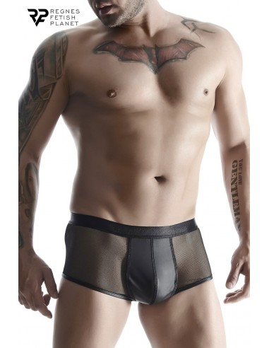 Boxer noir wetlook et mesh - Regnes