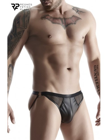 Jock strap noir wetlook et résille - Regnes