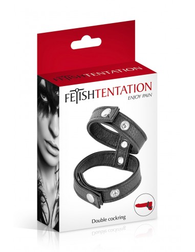 Double cockring simili cuir - Fetish Tentation