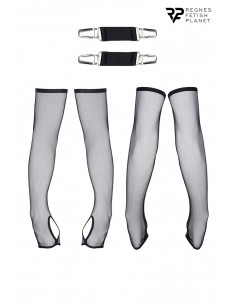 Gants longs en maille noire avec bretelles - Regnes 2