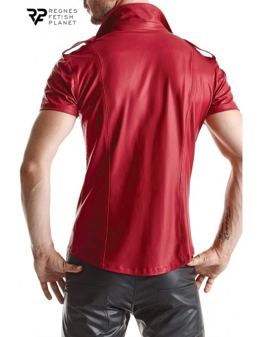 Chemise manches courtes wetlook rouge Carlo - Regnes